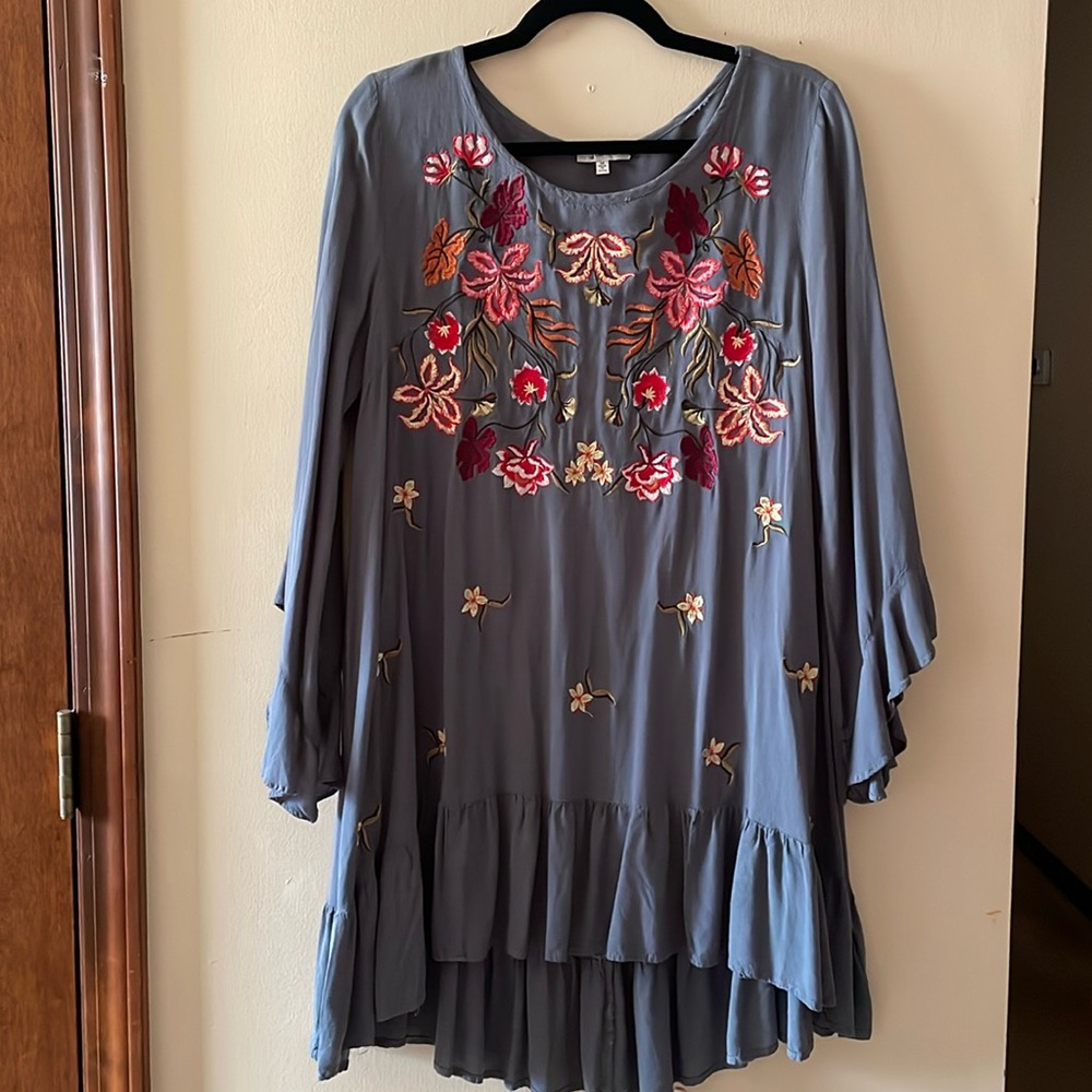 Multicolored Ruffled Bell Sleeve Sundress